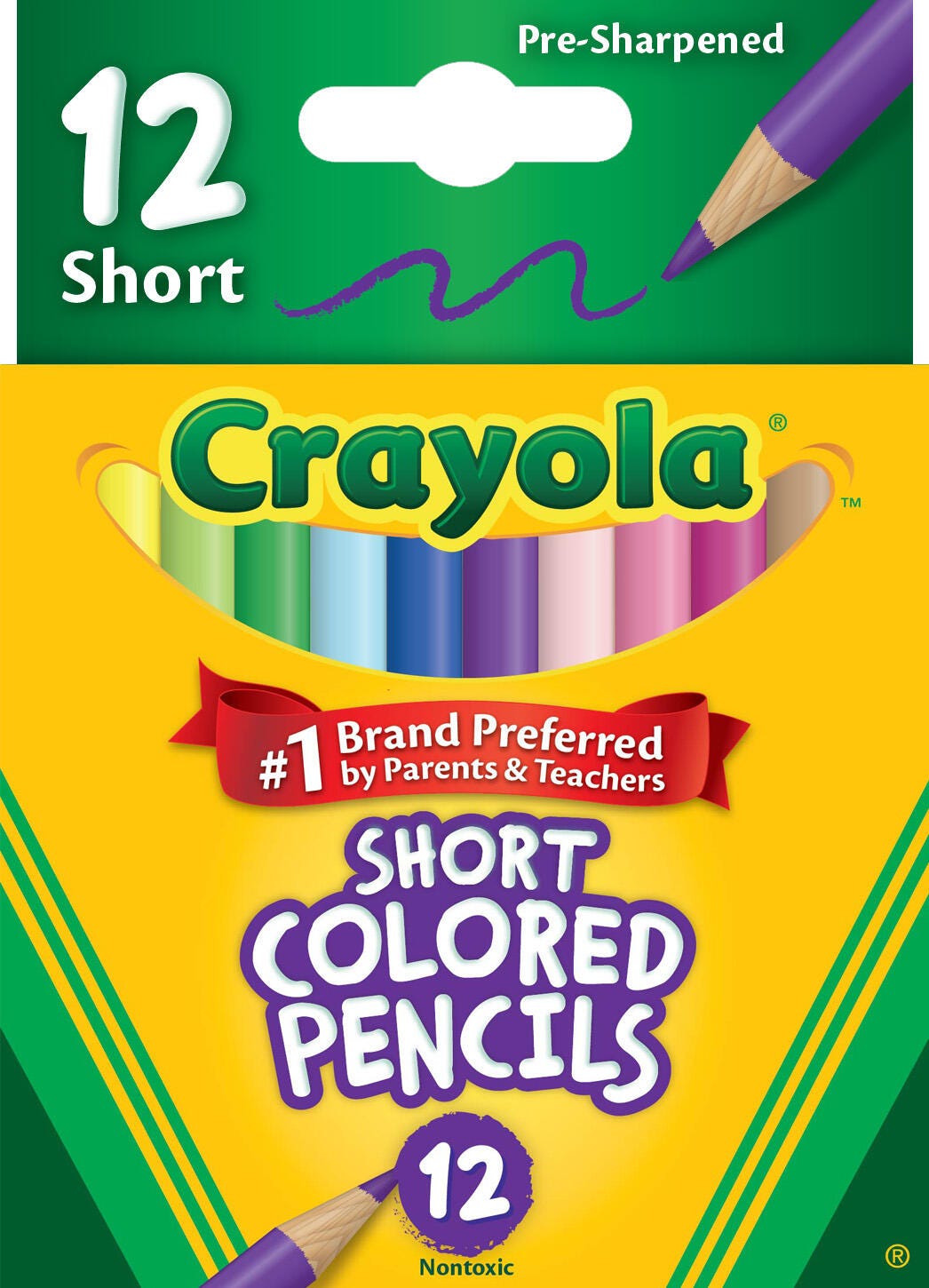 Image for Crayola Short Colored Pencils, Assorted Colors, Set of 12 from School Specialty