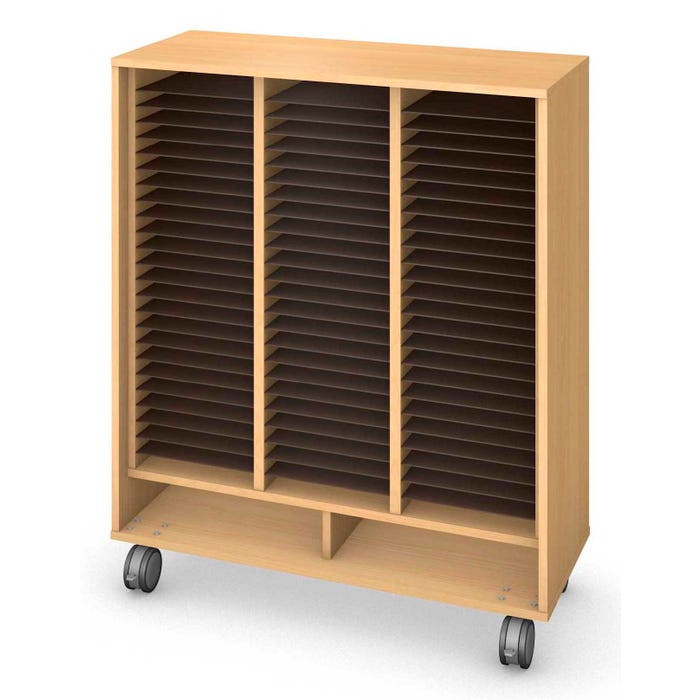 Fleetwood Harmony Mobile Folio Storage, 75 Openings, 42 x 18 x 50 Inches, Fusion Maple