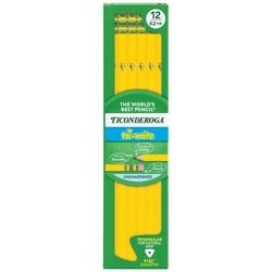 Ticonderoga Tri-Write Triangular Pencils, No 2 Tips, Yellow, Pack of 12 076464