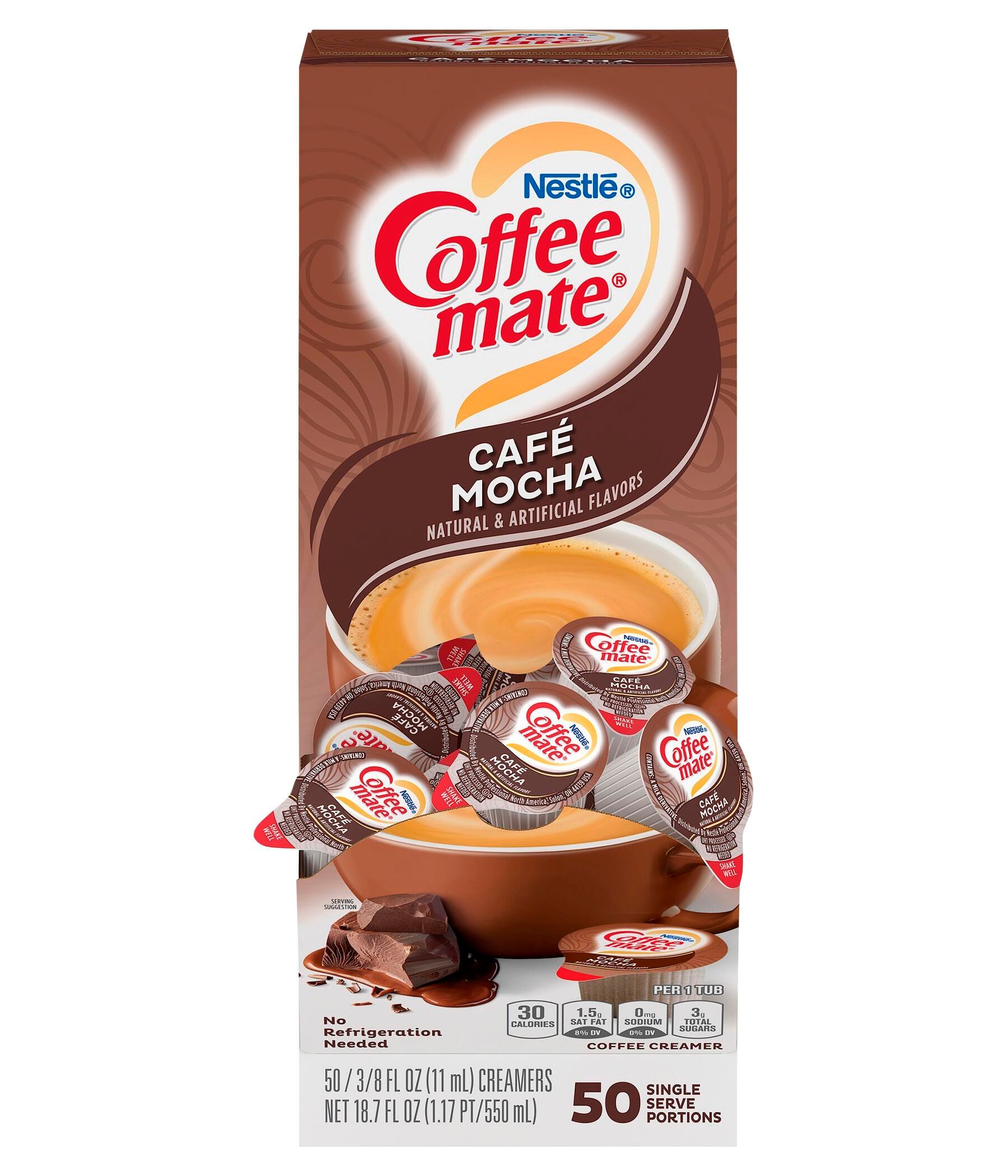Coffee-mate Cafe Mocha Creamer Singles,.375 oz, Pack of 50, Item Number 1564929