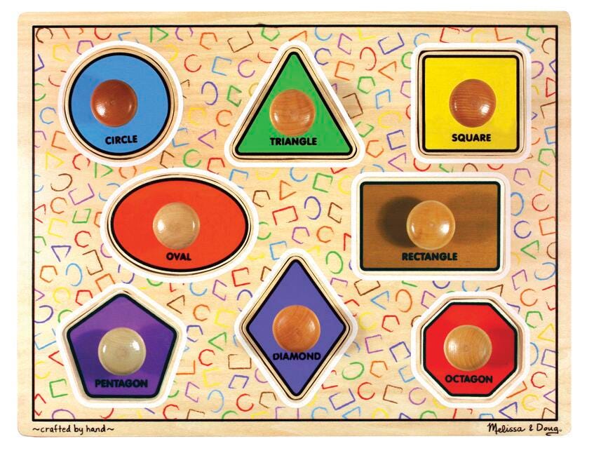 Melissa & Doug Jumbo Knob Puzzle, Large Shapes 086482