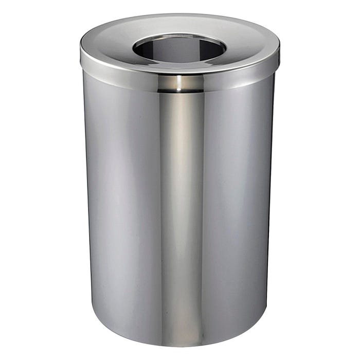 Genuine Joe Heavy Duty Open-Mouth Trash Waste Receptacle, 30 Gallon, Stainless Steel, Aluminum