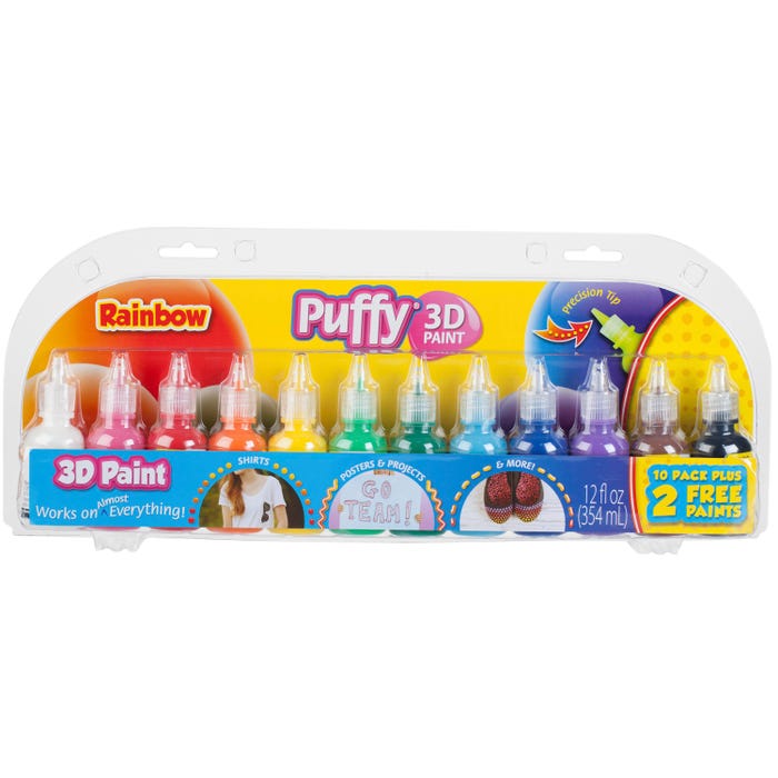Tulip Puffy 3D Paint, Rainbow Colors, Set of 12