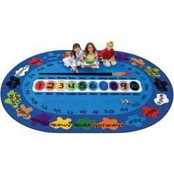 Carpets for Kids Bilingual Paint by Numero Carpet, 6 Feet 9 Inches x 9 Feet 5 Inches, Oval, Blue, Item Number 086733