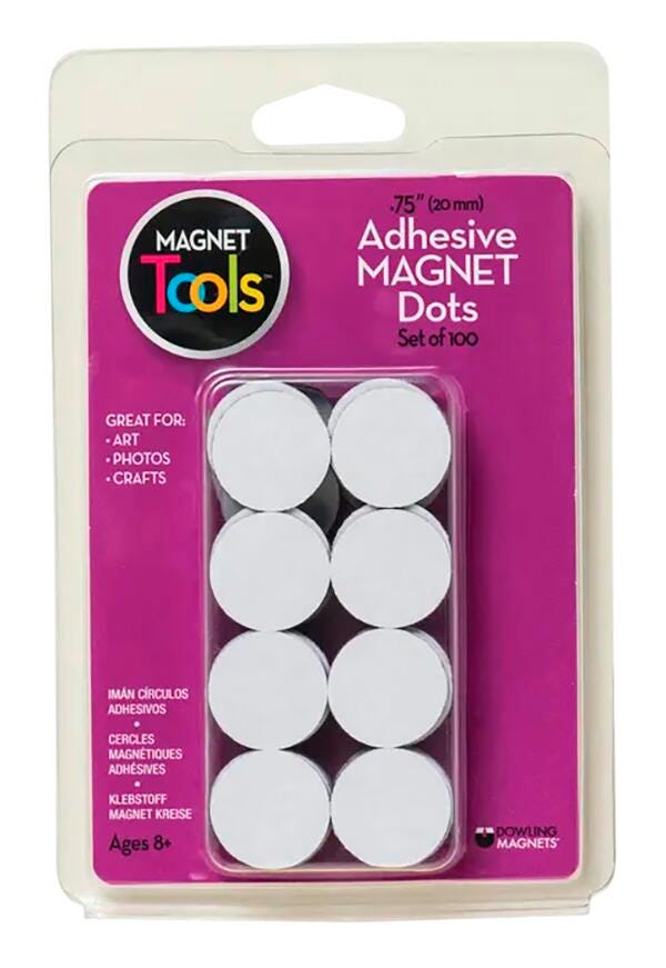 Dowling Magnets Magnetic Dot with Adhesive Backing, 3/4 Inch Diameter, Pack of 100 090051
