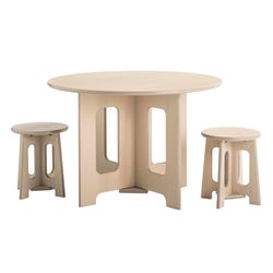 Image for Childcraft Out2Grow Outdoor Oak Poly Table and Stool Set, 36 Round x 24 Inches, 2 14-Inch Stools from School Specialty