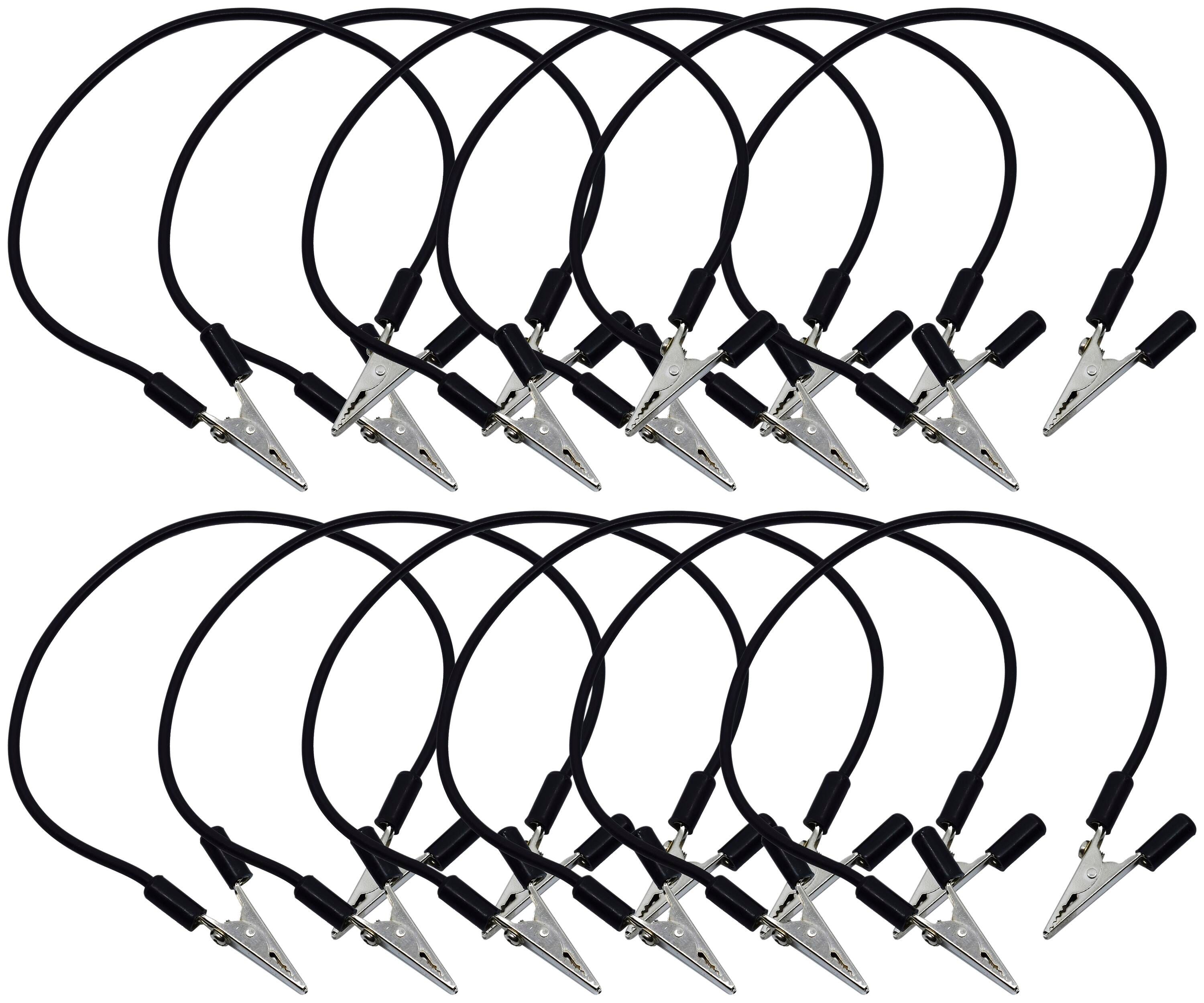 Eisco Labs Connecting Leads, Alligator Clip Ends, 12 Inches, Black, Pack of 12 Item Number 2023072