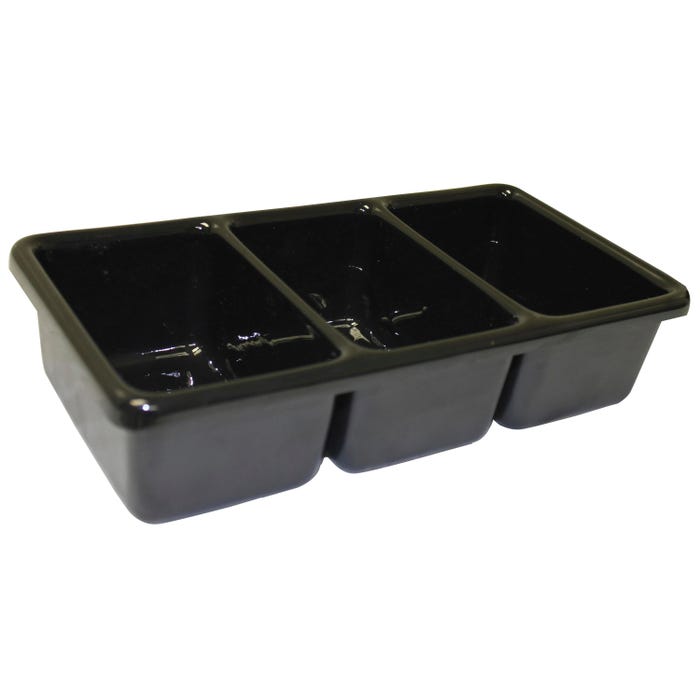Shirley K's Storage Tray, 3 Compartment, 10-1/2 x 5-1/2 x 2-1/2 Inches, Black