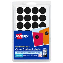 Image for Avery Printable Color Coding Labels, 3/4 Inch Diameter, Black, Pack of 1008 from School Specialty