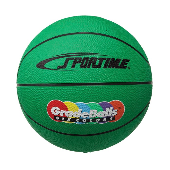 Sportime Gradeball Rubber Basketball, 27 Inches, Junior Size 5, Green