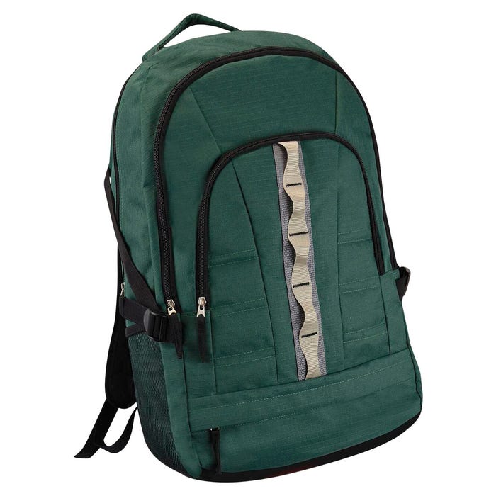 High School Style Backpack with Webbing, Forest Green