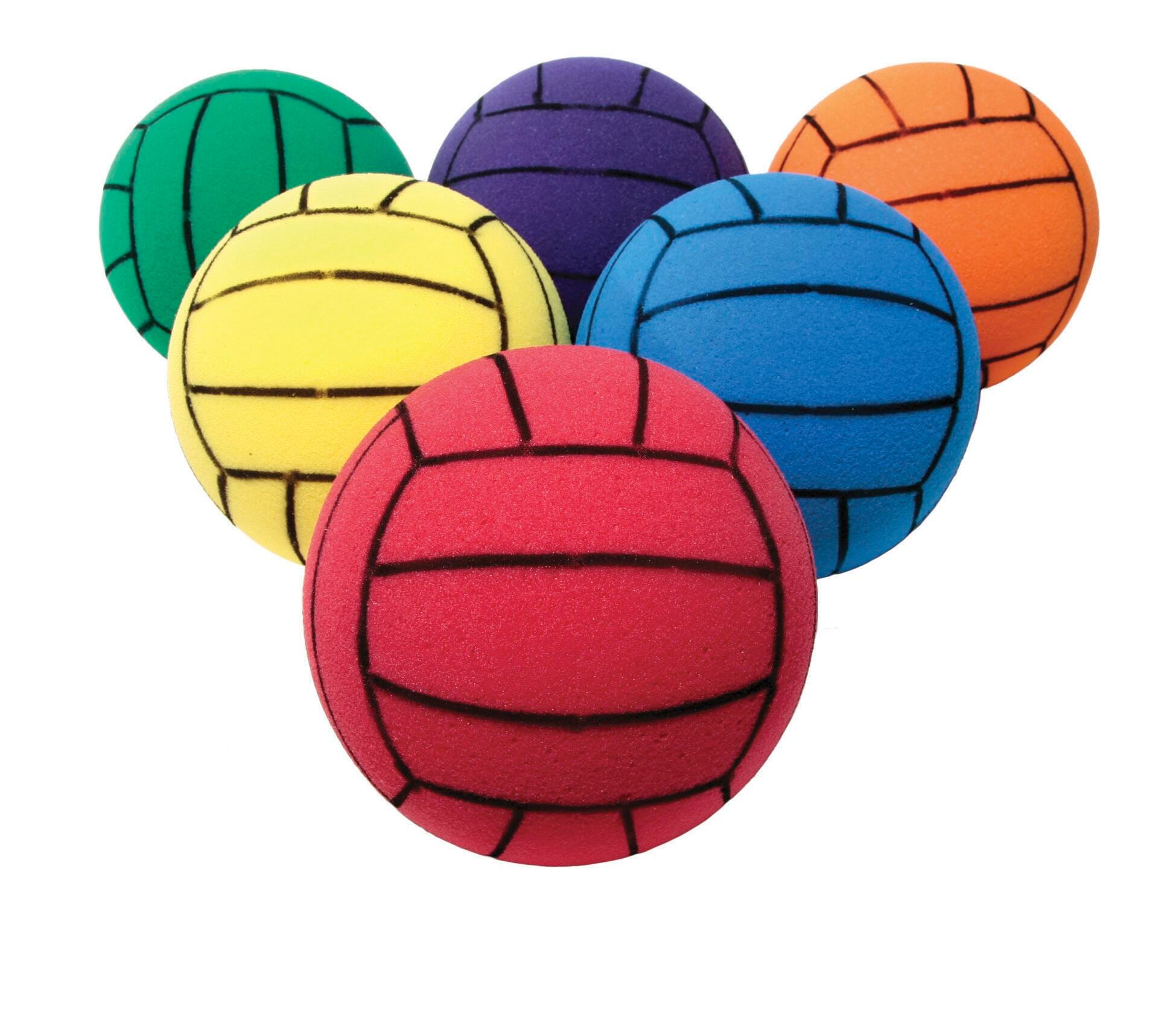 Champion Sports UltraFoam Light-Weight Volleyball Set, 8 in, Assorted Color, Set of 6 1320953