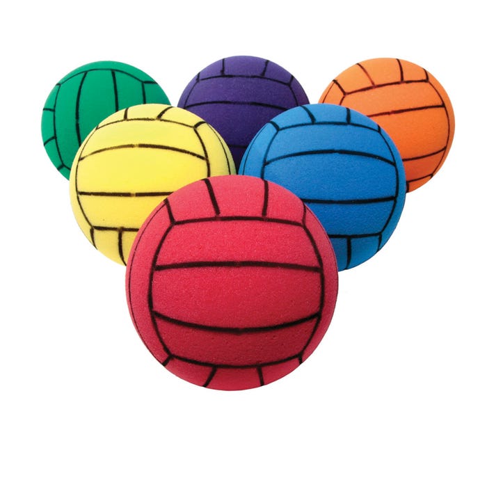 Champion Sports Ultra Foam Volleyballs, 8 Inches, Assorted Colors, Set of 6