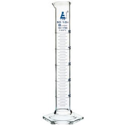 Eisco Labs Graduated Cylinder, Hex Base, Glass, Class B, 50mL, Blue Graduations