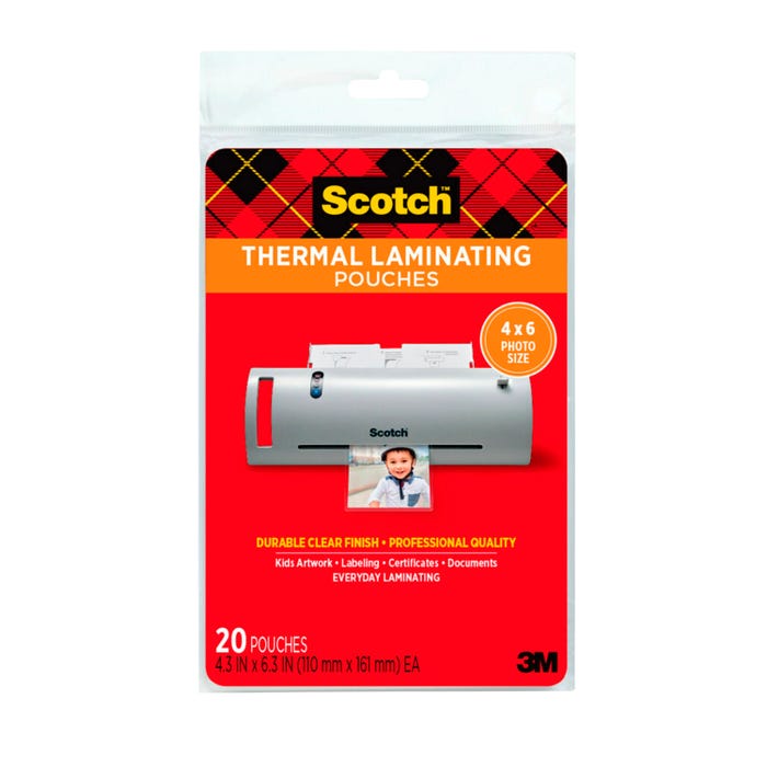 Scotch Thermal Laminating Pouch, 4 x 6 Inches, 5 mil Thick, Pack of 20