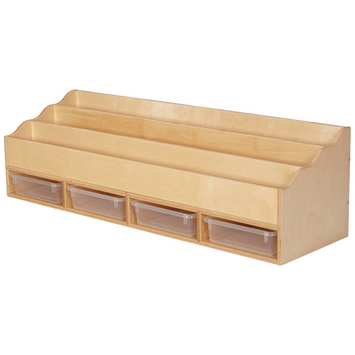 Childcraft Stacker Top Compartment Storage, 4 Translucent Trays, 46-1/4 x 14-1/4 x 13-3/4 Inches