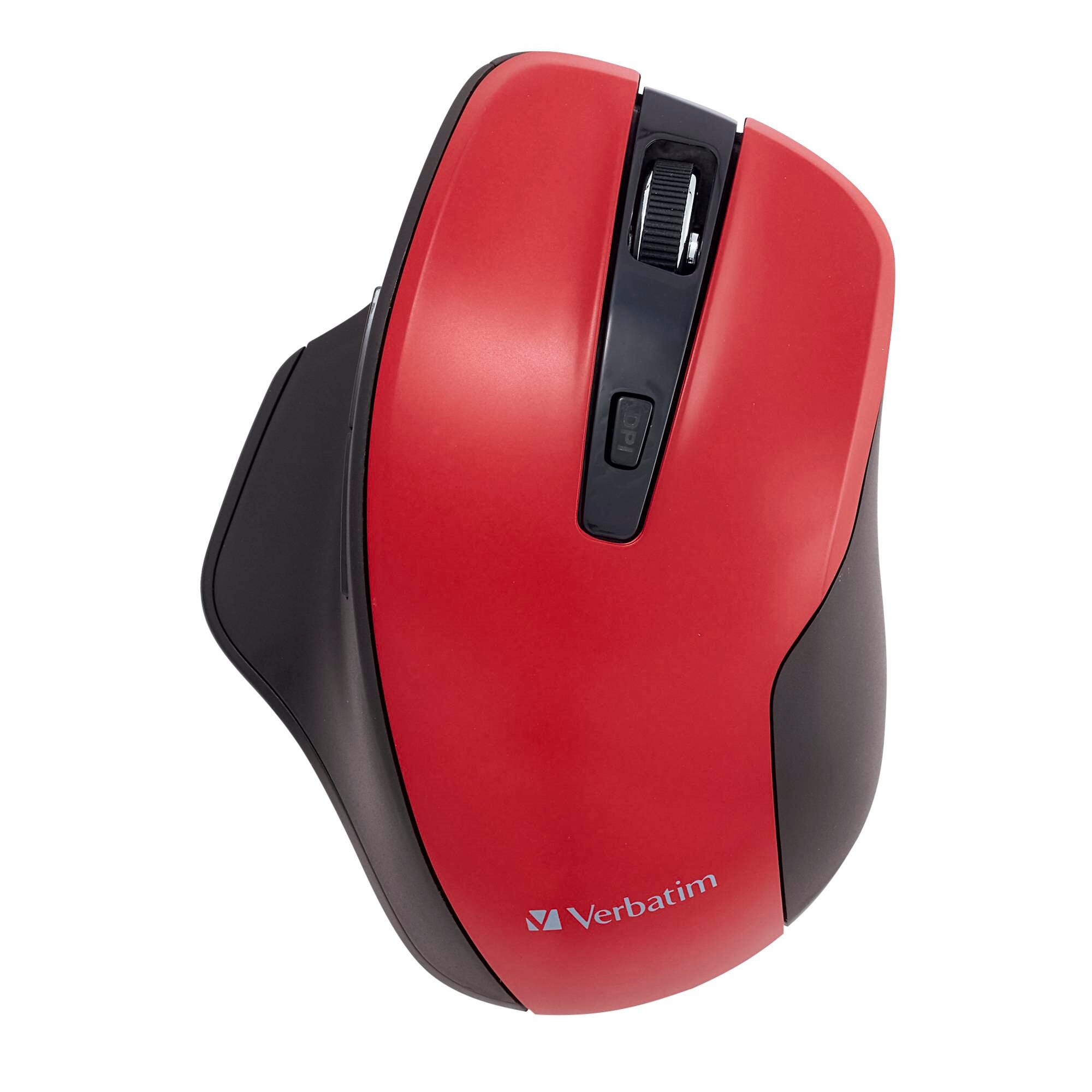 Verbatim Silent Ergonomic Wireless Blue LED Mouse, Red 2136023