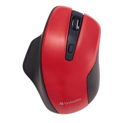 Verbatim Silent Ergonomic Wireless Blue LED Mouse, Red 2136023
