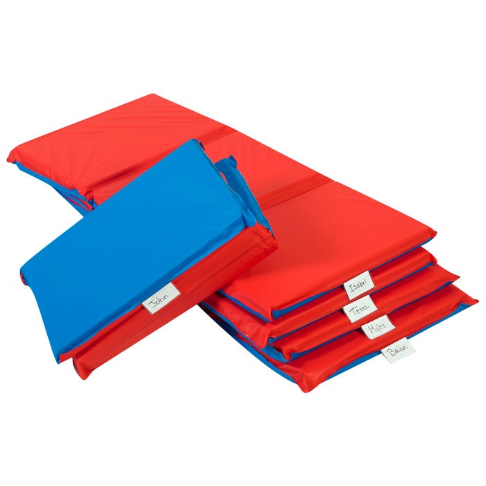 Angeles 3-Fold Nap Mat 2 Inch, 48 x 24 x 2 Inches, Blue/Red, Pack of 5