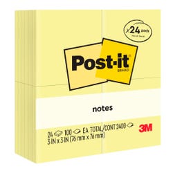 Post-it Notes, 3 x 3 Inches, Canary Yellow, 24 Pads with 100 Sheets Each