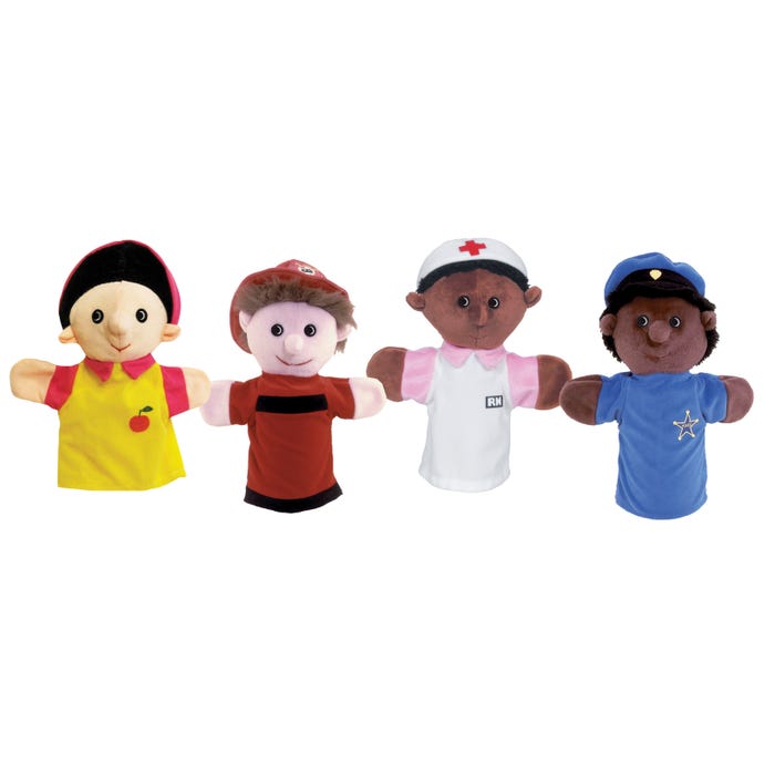 Get Ready Kids Community Worker Puppets, 12 Inches, Assorted Designs, Set of 4
