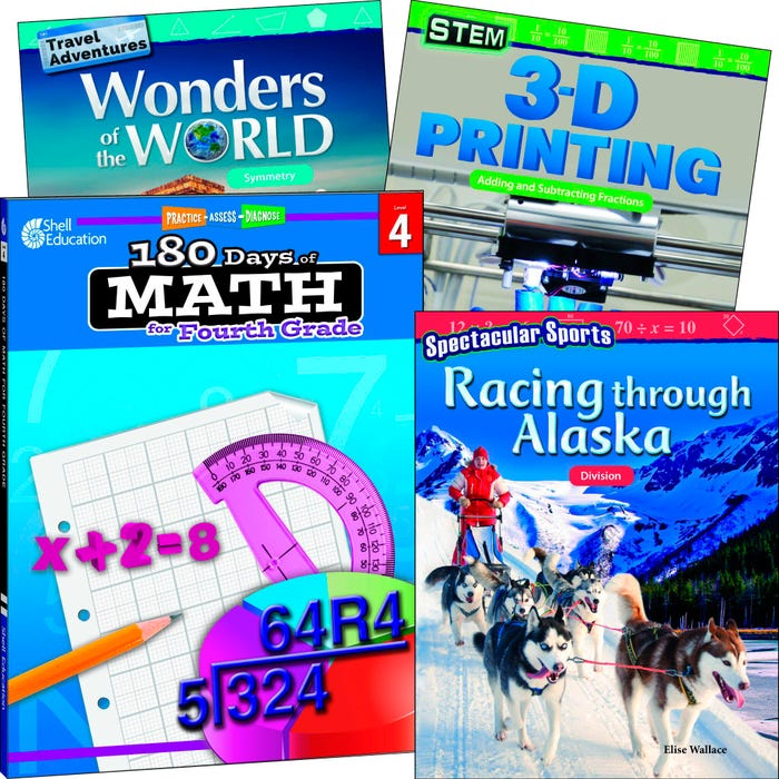 Teacher Created Materials Learn-at-Home Explore Math Bundle, Grade 4, Set of 4