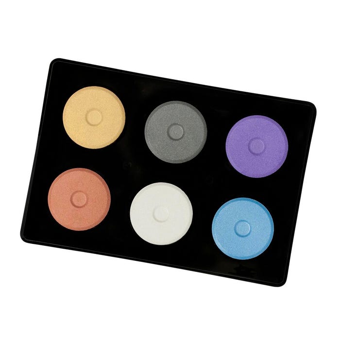 Jack Richeson Tempera Cakes, Mini Size, Assorted Metallic Colors, Set of 6