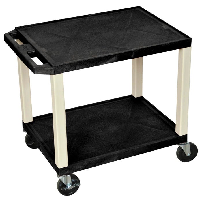 Luxor 2-Shelf Tuffy Cart Without Power, Gray Shelves, Putty Legs, 24 x 18 x 24-1/2 Inches