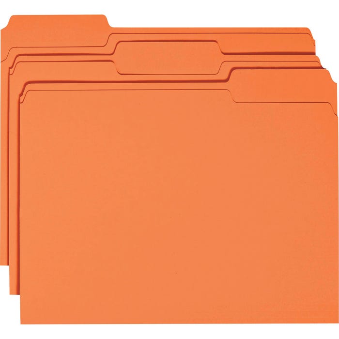 Smead Reinforced File Folders, Letter Size, 1/3 Cut Tabs, Orange, Pack of 100
