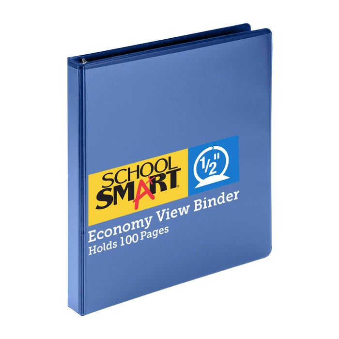 School Smart Round Ring View Binder, Polypropylene, 1/2 Inch, Blue