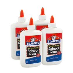 Elmer's White School Glue, 7.625 oz Bottles, Pack of 4