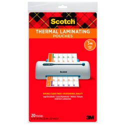 Scotch Thermal Laminating Pouch, 8-9/10 x 14-2/5 Inches, 3 mil Thick, Pack of 20, Item Number 1462979