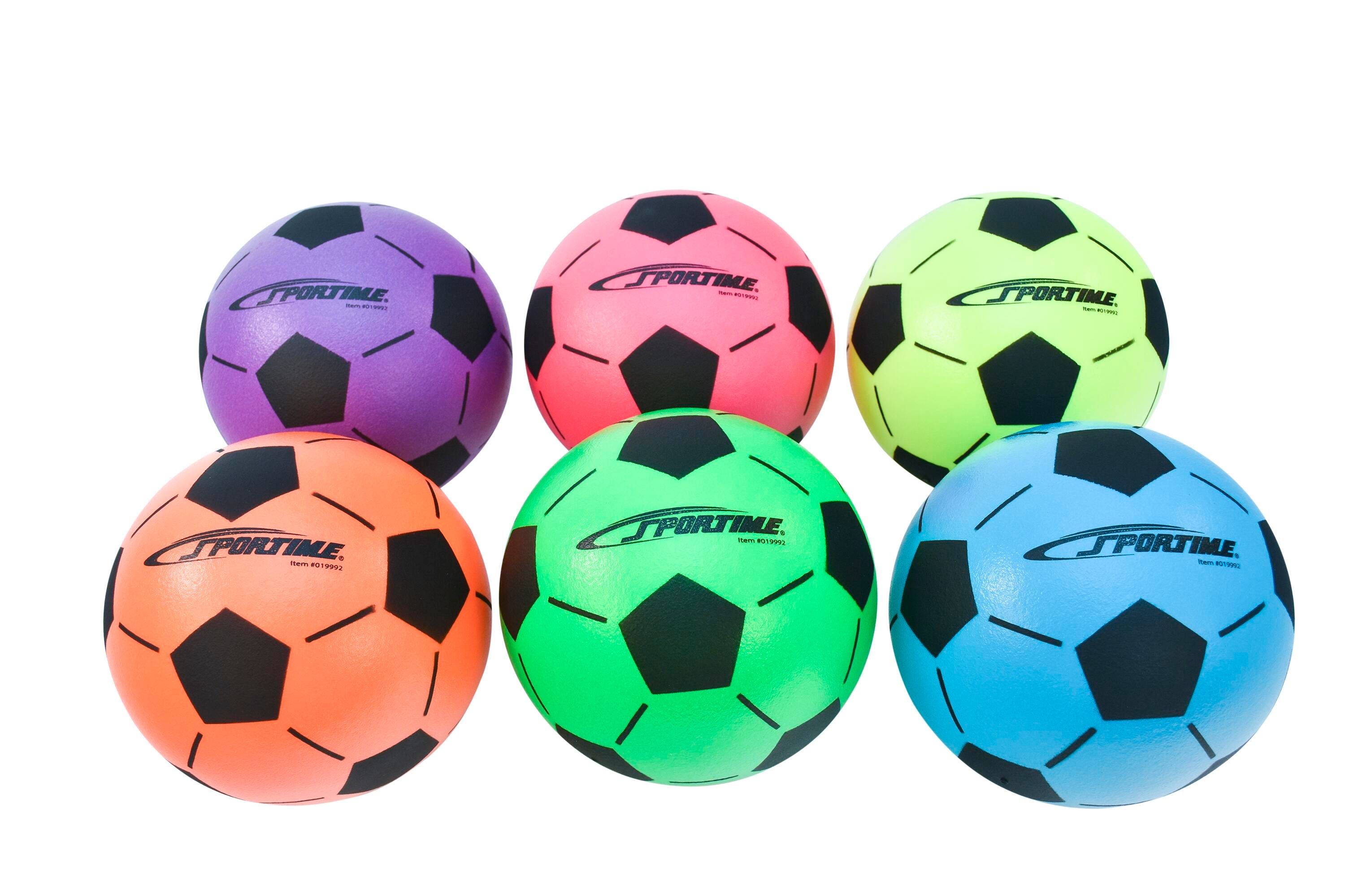 Sportime Neon Techno-Coat Soccer Balls, Medium Bounce, 8 Inches, Set of 6, Assorted Colors 2023940