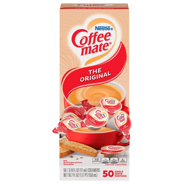 Coffee mate Original Regular Single-Serving Liquid Creamer, 0.38 oz, Pack of 50