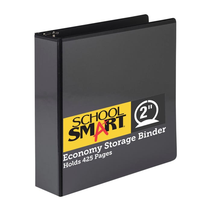 School Smart Round Ring Binder, Polypropylene, 2 Inches, Black