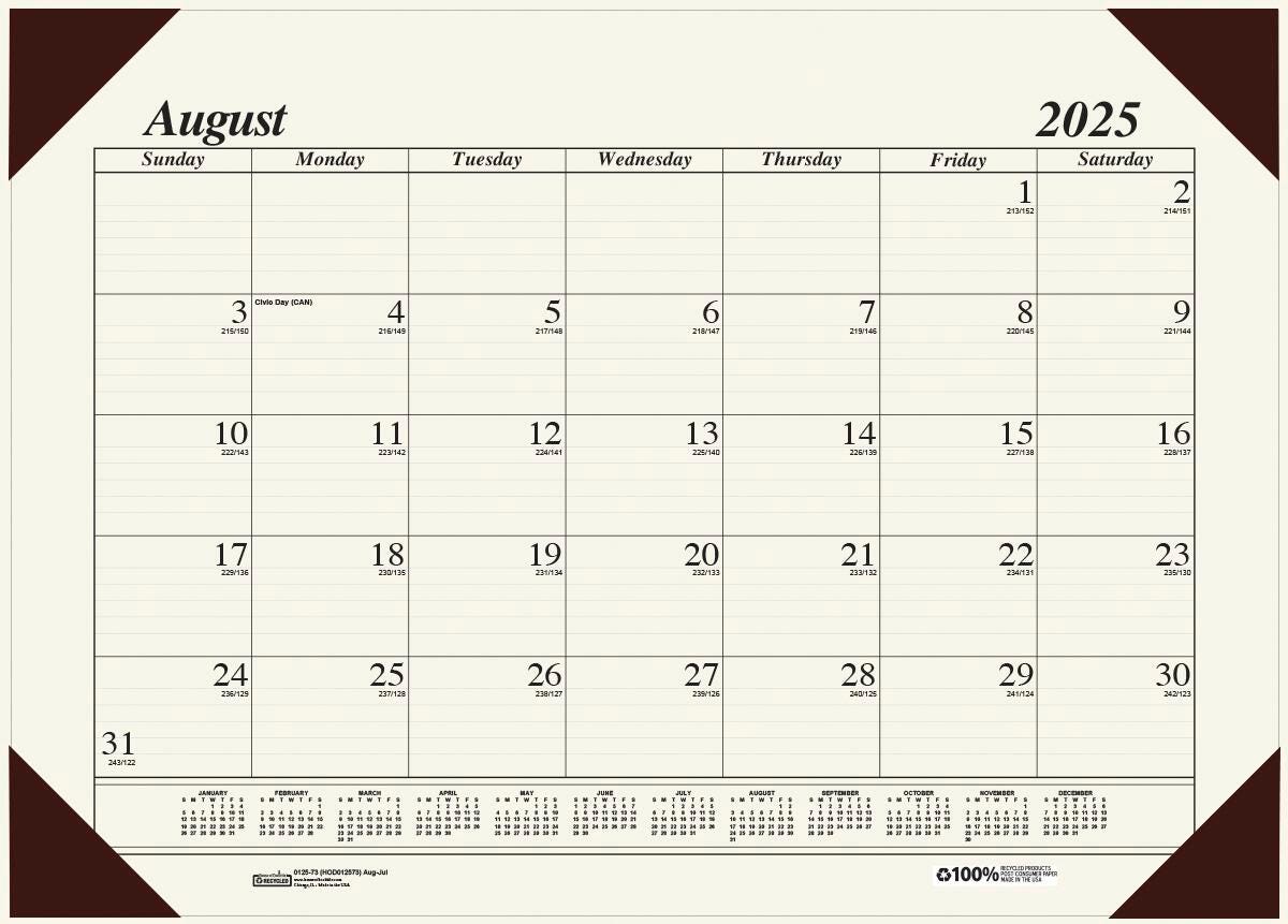 House of Doolittle, Ecotones, Compact Academic Desk Pad, 12 Months, August 2025-July 2026, Cream/Brown 2150952