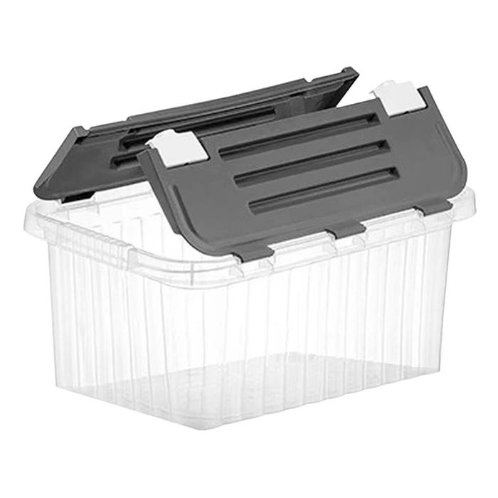 Superio Brand Hinged Lid Storage Bin, 10-1/2 Quart, 10 Liter, Clear