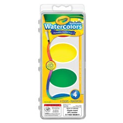 Crayola Jumbo Non-Toxic Washable Watercolor Paint Set, Plastic Oval Pan, 4 Assorted Colors 008683