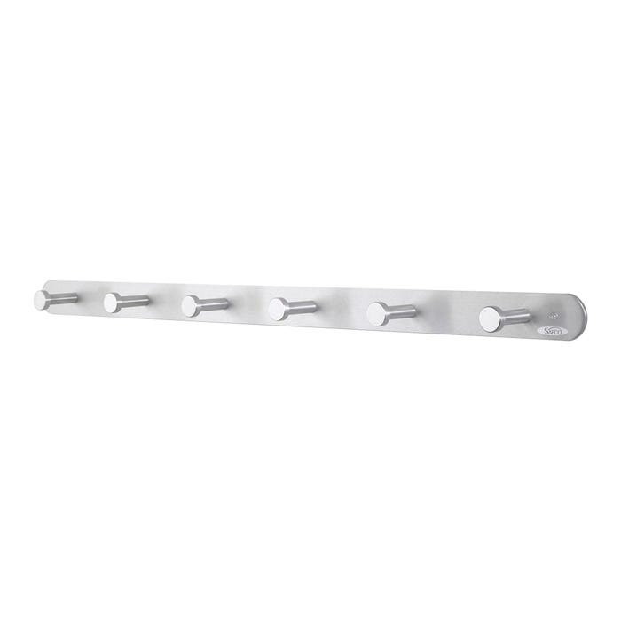 Safco Nail Head Coat Hook, 10 Pounds/Hook, Satin Aluminum, 36 x 2-5/8 x 2 Inches, 6 Hook