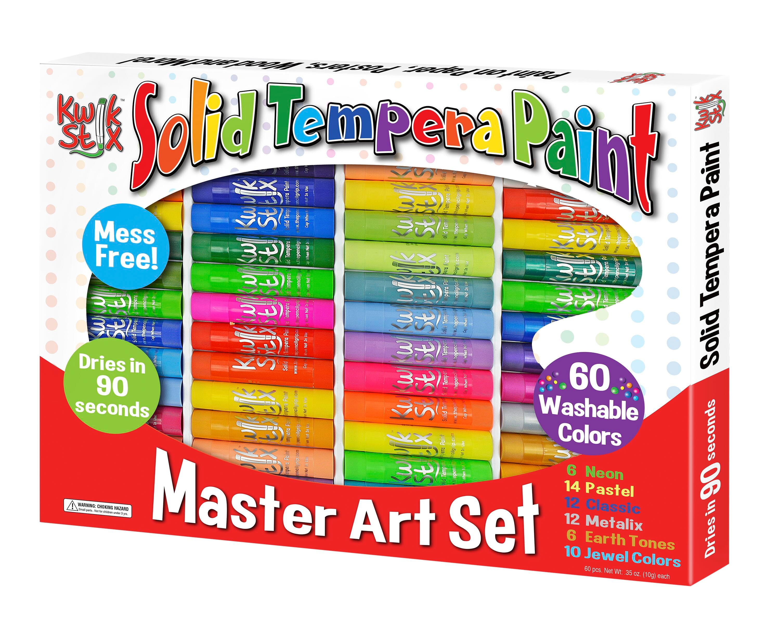 Kwik Stix Solid Tempera Paints Master Art Set, Original Size, Assorted Colors, Set of 60 Item Number 2091236