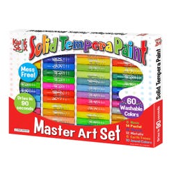 Pencil Grip Kwik Stix Solid Tempera Paints Master Art Set, Original Size, Assorted Colors, Set of 60, Item Number 2091236