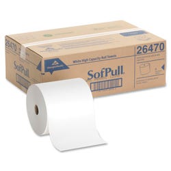 Georgia Pacific SofPull Mechanical Hardwound Roll Towel, 1-Ply, Paper, White, Pack of 6