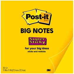 Post-it Super Sticky Big Notes, 11 x 11 Inches, Bright Yellow, 30 Sheets, Item Number 1598485