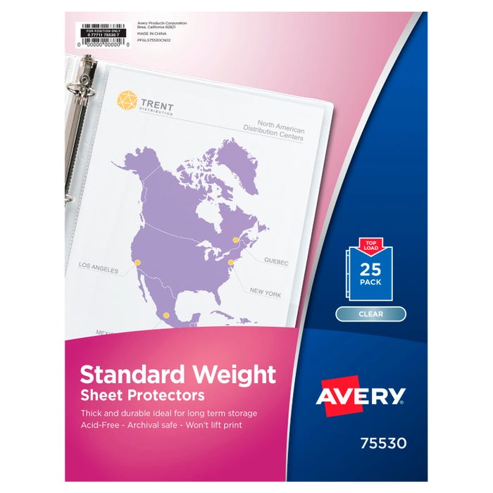 Avery Standard Weight Sheet Protectors, 8-1/2 x 11 Inches, Diamond Clear, Pack of 25