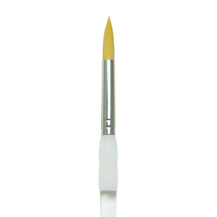 Royal & Langnickel Soft Grip Round Golden Taklon Fiber Non-Slip Rubber Grip Acrylic Handle Paint Brush, Size 10, Pack of 12