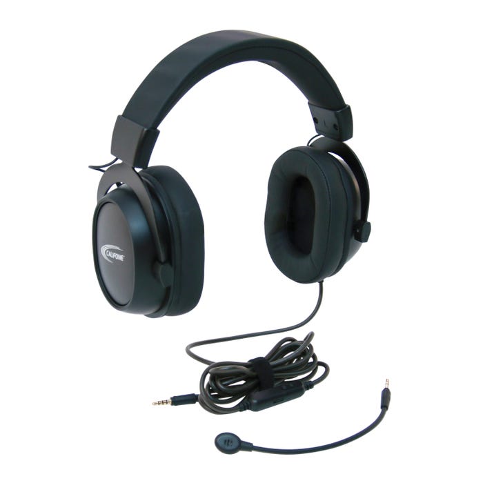 Califone GS3000 Over-Ear Headset with Removable Gooseneck Microphone, 3.5mm, Black