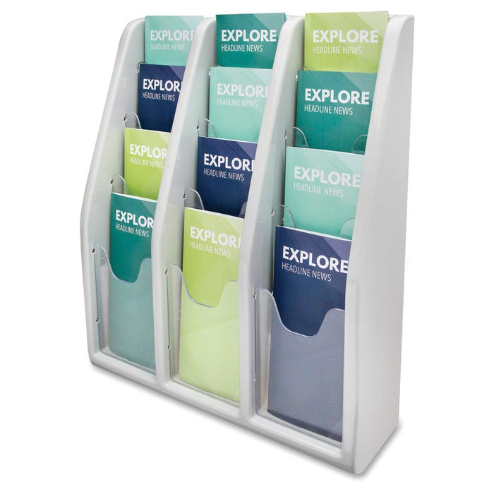 Deflect-O Free Standing Literature Brochure Holder, 15-3/4 x 5 x 19-3/4 Inches, Gray, 12 Compartment