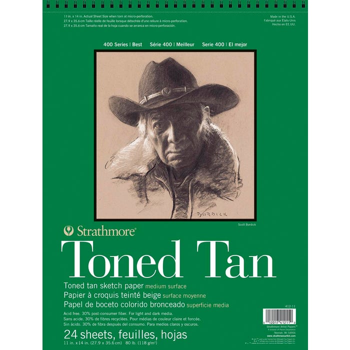 Strathmore 400 Series Toned Tan Drawing Pad, 11 x 14 Inches, 80 Pound, 24 Sheets
