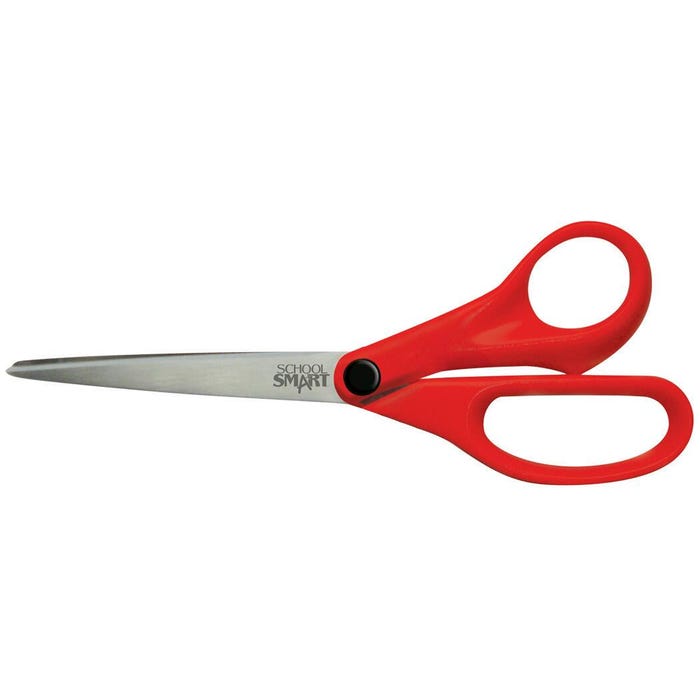 School Smart Lightweight Straight Handle Scissors, 8 Inches, Red