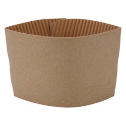 Genuine Joe Corrugated Protective Hot Cup Sleeve for 10 - 16 oz Virgin Hot Cups Brown, Pack of 50